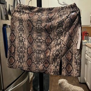 Lulumari Black and Tan Snake Print Mini Skirt